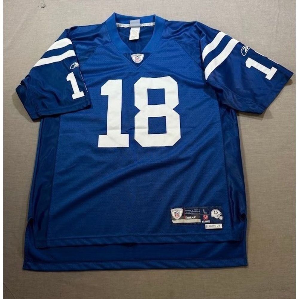 Reebok Indianapolis Colts NFL Jersey Peyton Manning 18‎ Size L Helmet Tag 2000s.
